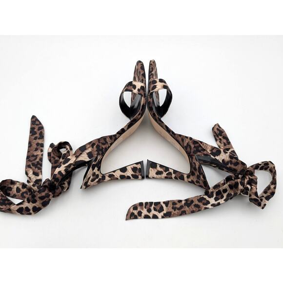 Nine West Kelsie Ankle Wrap Sandal Heeled Open Toe Women's Leopard Size US7.5M - Picture 5 of 11